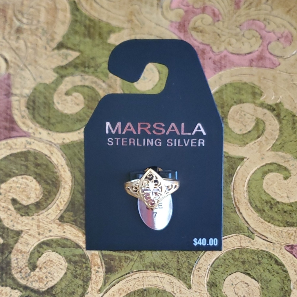 Marsala Sterling Silver Gold Toned Ring